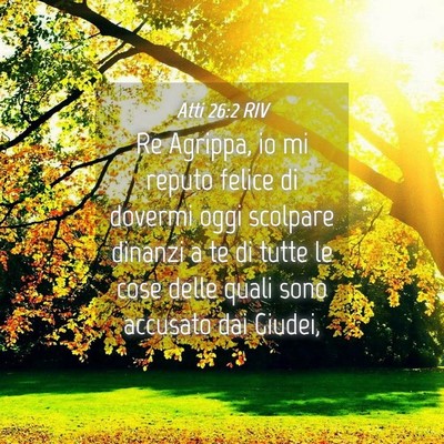Picture 04 - Atti 26:2 RIV - Re Agrippa, io mi reputo felice di dovermi oggi - Bible Verse Picture