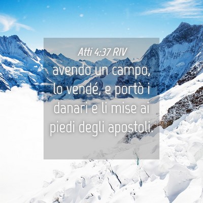 Picture 04 - Atti 4:37 RIV - avendo un campo, lo vendé, e portò i danari e - Bible Verse Picture