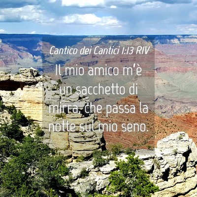 Picture 04 - Cantico dei Cantici 1:13 RIV - Il mio amico m’è un sacchetto di mirra, che - Bible Verse Picture