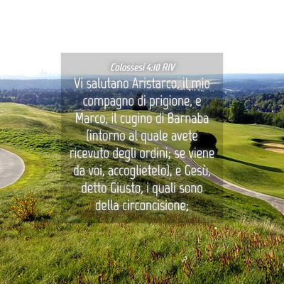 Picture 04 - Colossesi 4:10 RIV - Vi salutano Aristarco, il mio compagno di - Bible Verse Picture