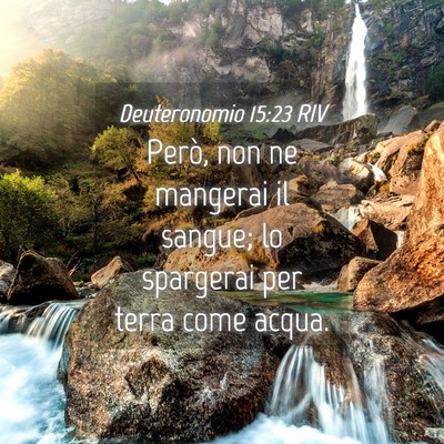 Picture 04 - Deuteronomio 15:23 RIV - Però, non ne mangerai il sangue; lo spargerai - Bible Verse Picture