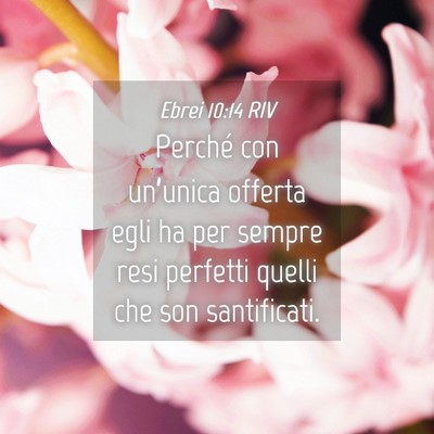 Picture 04 - Ebrei 10:14 RIV - Perché con un’unica offerta egli ha per sempre - Bible Verse Picture