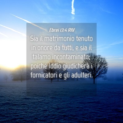 Picture 04 - Ebrei 13:4 RIV - Sia il matrimonio tenuto in onore da tutti, e sia - Bible Verse Picture