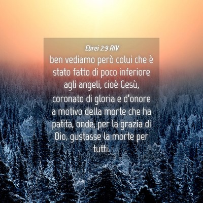 Picture 04 - Ebrei 2:9 RIV - ben vediamo però colui che è stato fatto di - Bible Verse Picture