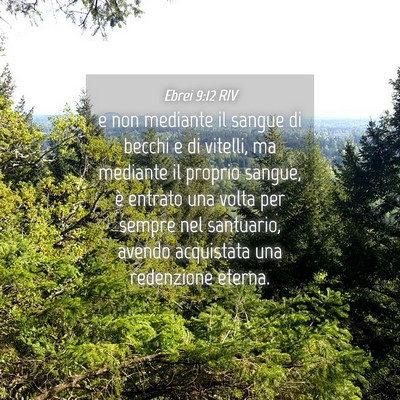 Picture 04 - Ebrei 9:12 RIV - e non mediante il sangue di becchi e di vitelli, - Bible Verse Picture