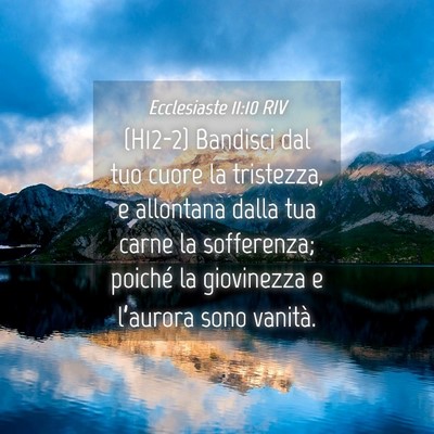 Picture 04 - Ecclesiaste 11:10 RIV - (H12-2) Bandisci dal tuo cuore la tristezza, e - Bible Verse Picture