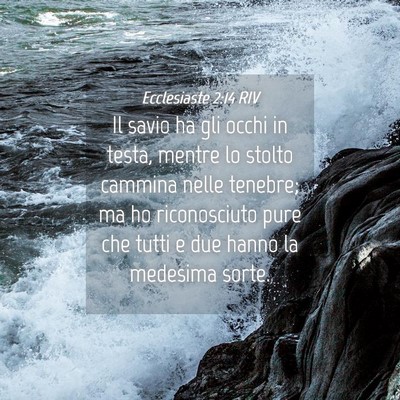 Picture 04 - Ecclesiaste 2:14 RIV - Il savio ha gli occhi in testa, mentre lo stolto - Bible Verse Picture