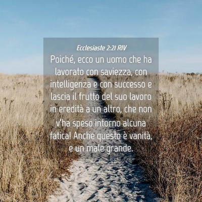 Picture 04 - Ecclesiaste 2:21 RIV - Poiché, ecco un uomo che ha lavorato con - Bible Verse Picture