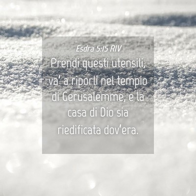 Picture 04 - Esdra 5:15 RIV - Prendi questi utensili, va’ a riporli nel - Bible Verse Picture