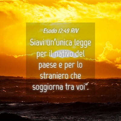Picture 04 - Esodo 12:49 RIV - Siavi un’unica legge per il nativo del paese e - Bible Verse Picture