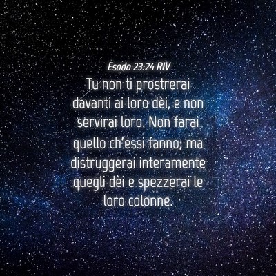 Picture 04 - Esodo 23:24 RIV - Tu non ti prostrerai davanti ai loro dèi, e non - Bible Verse Picture