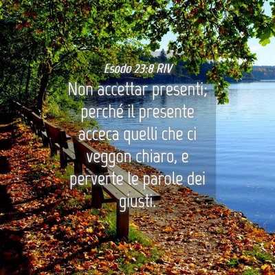 Picture 04 - Esodo 23:8 RIV - Non accettar presenti; perché il presente acceca - Bible Verse Picture