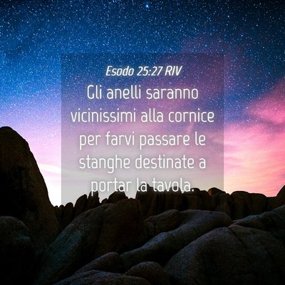 Picture 04 - Esodo 25:27 RIV - Gli anelli saranno vicinissimi alla cornice per - Bible Verse Picture