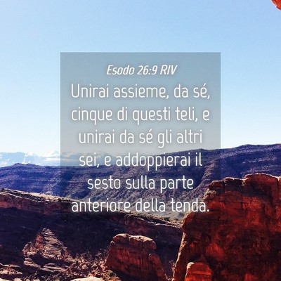 Picture 04 - Esodo 26:9 RIV - Unirai assieme, da sé, cinque di questi teli, e - Bible Verse Picture