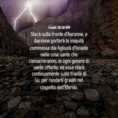 Picture 04 - Esodo 28:38 RIV - Starà sulla fronte d’Aaronne, e Aaronne - Bible Verse Picture