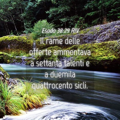 Picture 04 - Esodo 38:29 RIV - Il rame delle offerte ammontava a settanta - Bible Verse Picture