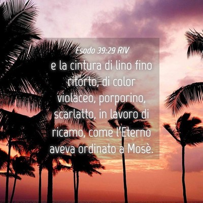 Picture 04 - Esodo 39:29 RIV - e la cintura di lino fino ritorto, di color - Bible Verse Picture