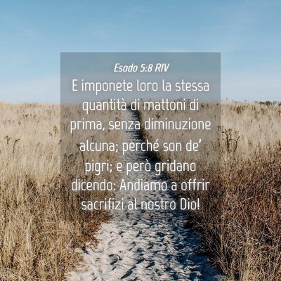 Picture 04 - Esodo 5:8 RIV - E imponete loro la stessa quantità di mattoni di - Bible Verse Picture
