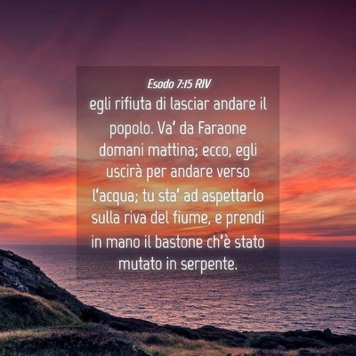 Picture 04 - Esodo 7:15 RIV - egli rifiuta di lasciar andare il popolo. Va’ - Bible Verse Picture