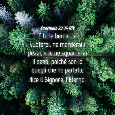 Picture 04 - Ezechiele 23:34 RIV - E tu la berrai, la vuoterai, ne morderai i pezzi, - Bible Verse Picture