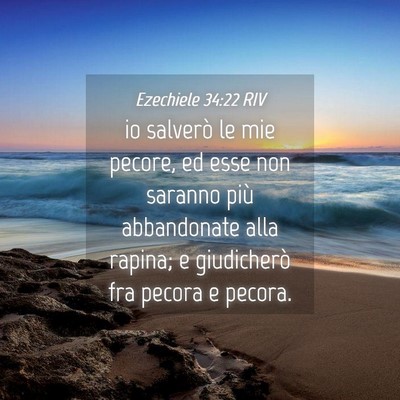 Picture 04 - Ezechiele 34:22 RIV - io salverò le mie pecore, ed esse non saranno - Bible Verse Picture