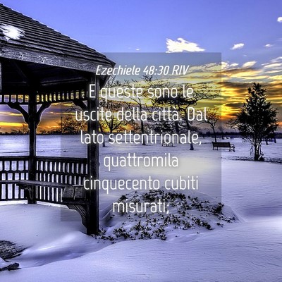 Picture 04 - Ezechiele 48:30 RIV - E queste sono le uscite della città. Dal lato - Bible Verse Picture