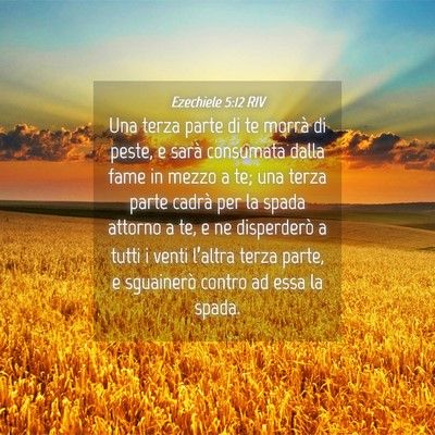 Picture 04 - Ezechiele 5:12 RIV - Una terza parte di te morrà di peste, e sarà - Bible Verse Picture