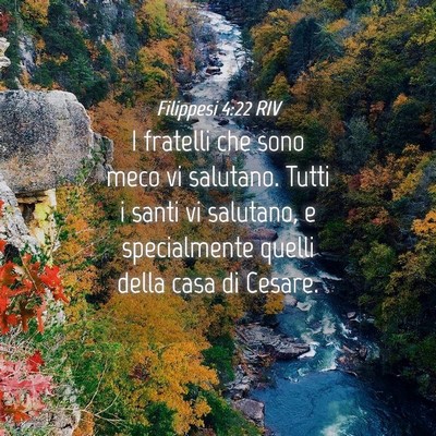 Picture 04 - Filippesi 4:22 RIV - I fratelli che sono meco vi salutano. Tutti i - Bible Verse Picture