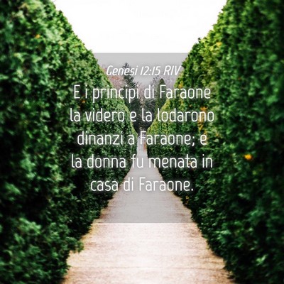 Picture 04 - Genesi 12:15 RIV - E i principi di Faraone la videro e la lodarono - Bible Verse Picture