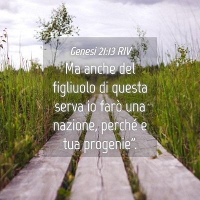 Picture 04 - Genesi 21:13 RIV - Ma anche del figliuolo di questa serva io farò - Bible Verse Picture
