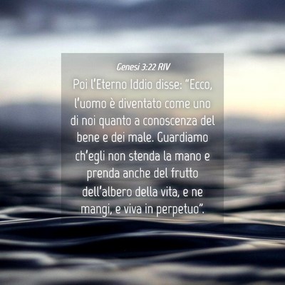 Picture 04 - Genesi 3:22 RIV - Poi l’Eterno Iddio disse: “Ecco, l’uomo è - Bible Verse Picture
