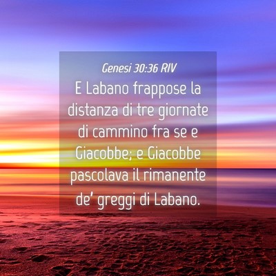Picture 04 - Genesi 30:36 RIV - E Labano frappose la distanza di tre giornate di - Bible Verse Picture