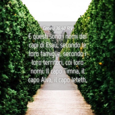 Picture 04 - Genesi 36:40 RIV - E questi sono i nomi dei capi di Esaù, secondo - Bible Verse Picture