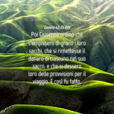 Picture 04 - Genesi 42:25 RIV - Poi Giuseppe ordinò che s’empissero di grano i - Bible Verse Picture