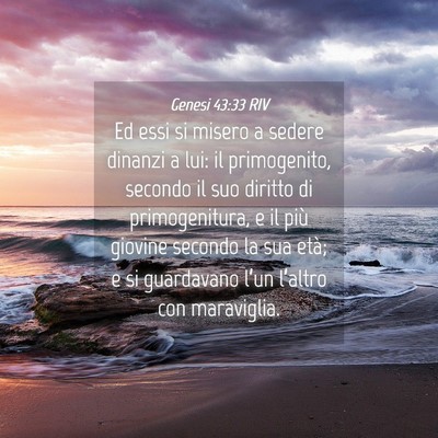 Picture 04 - Genesi 43:33 RIV - Ed essi si misero a sedere dinanzi a lui: il - Bible Verse Picture