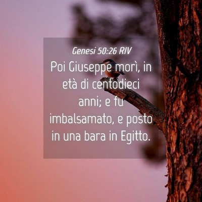Picture 04 - Genesi 50:26 RIV - Poi Giuseppe morì, in età di centodieci anni; e - Bible Verse Picture
