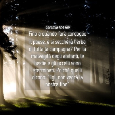 Picture 04 - Geremia 12:4 RIV - Fino a quando farà cordoglio il paese, e si - Bible Verse Picture