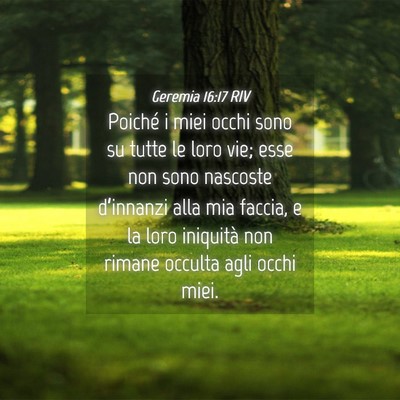 Picture 04 - Geremia 16:17 RIV - Poiché i miei occhi sono su tutte le loro vie; - Bible Verse Picture