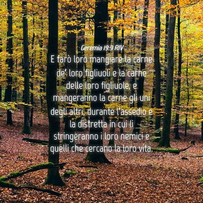 Picture 04 - Geremia 19:9 RIV - E farò loro mangiare la carne de’ loro - Bible Verse Picture