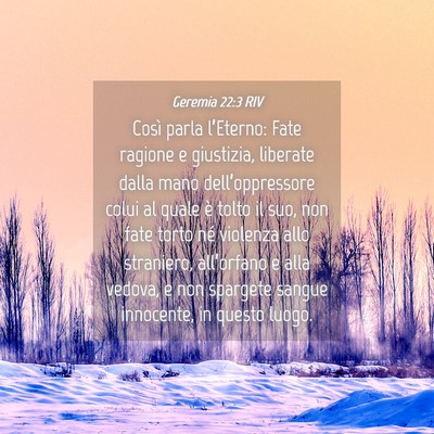 Picture 04 - Geremia 22:3 RIV - Così parla l’Eterno: Fate ragione e giustizia, - Bible Verse Picture