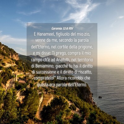Picture 04 - Geremia 32:8 RIV - E Hanameel, figliuolo del mio zio, venne da me, - Bible Verse Picture