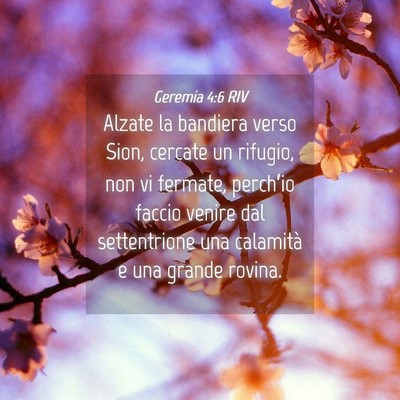 Picture 04 - Geremia 4:6 RIV - Alzate la bandiera verso Sion, cercate un - Bible Verse Picture