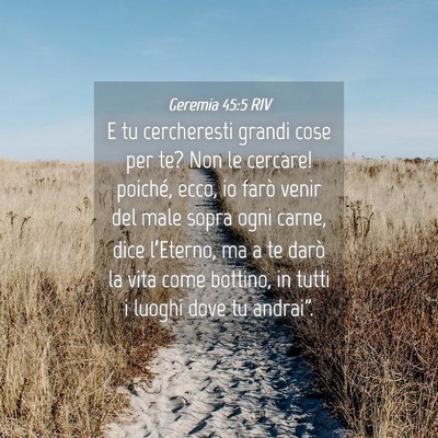 Picture 04 - Geremia 45:5 RIV - E tu cercheresti grandi cose per te? Non le - Bible Verse Picture