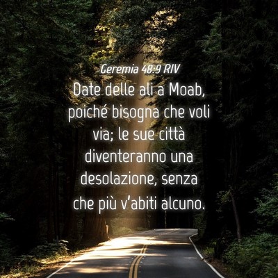 Picture 04 - Geremia 48:9 RIV - Date delle ali a Moab, poiché bisogna che voli - Bible Verse Picture