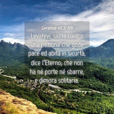 Picture 04 - Geremia 49:31 RIV - Levatevi, salite contro una nazione che gode pace - Bible Verse Picture