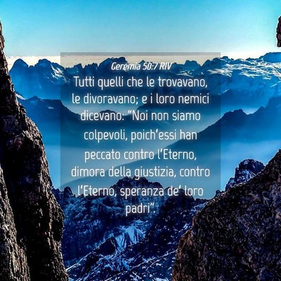Picture 04 - Geremia 50:7 RIV - Tutti quelli che le trovavano, le divoravano; e i - Bible Verse Picture