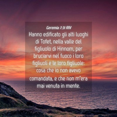 Picture 04 - Geremia 7:31 RIV - Hanno edificato gli alti luoghi di Tofet, nella - Bible Verse Picture