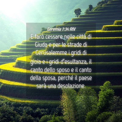 Picture 04 - Geremia 7:34 RIV - E farò cessare nelle città di Giuda e per le - Bible Verse Picture