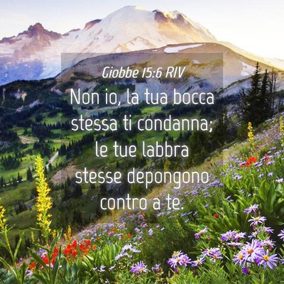 Picture 04 - Giobbe 15:6 RIV - Non io, la tua bocca stessa ti condanna; le tue - Bible Verse Picture