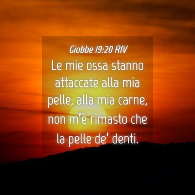 Picture 04 - Giobbe 19:20 RIV - Le mie ossa stanno attaccate alla mia pelle, alla - Bible Verse Picture